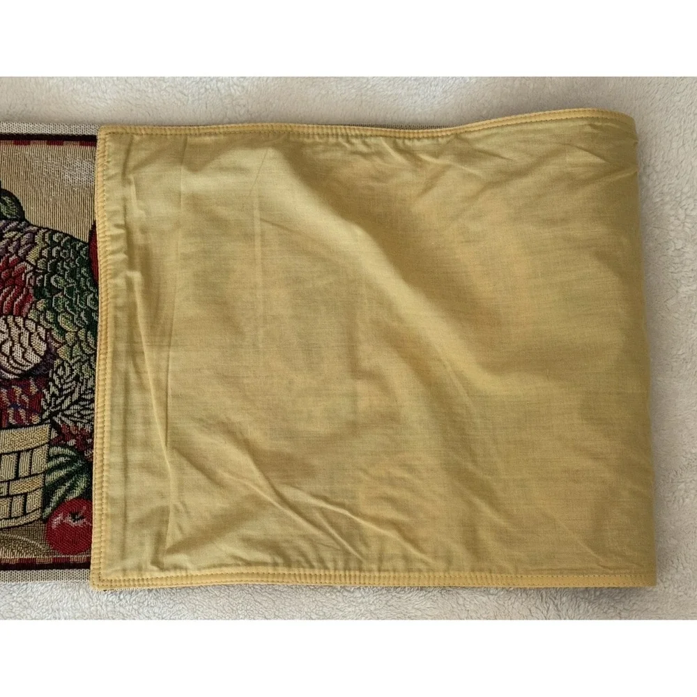 Fall/Harvest/Thanksgiving Woven‎ Tapestry Table Runner 72x13 Turkey Pumpkins EUC